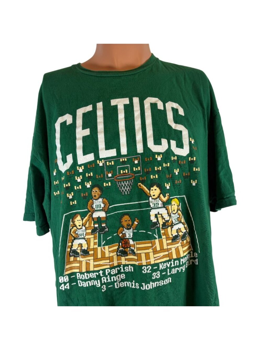 Boston Celtics T Shirt Mens XXL Majestic 1986 Roster Nintendo Style NBA Hardwood